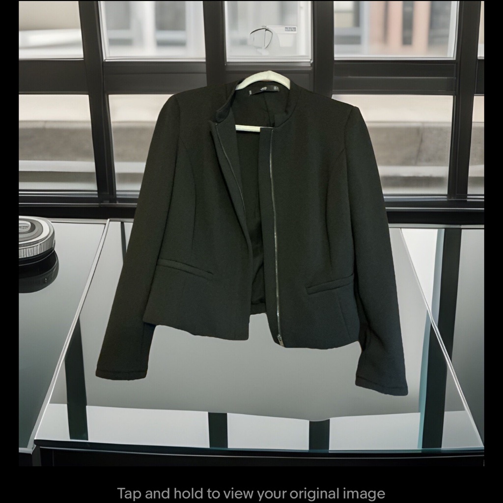 Mng Basics Textured Minimalistic Career Churchstaple Women’s Black Blazer Sz Lrg